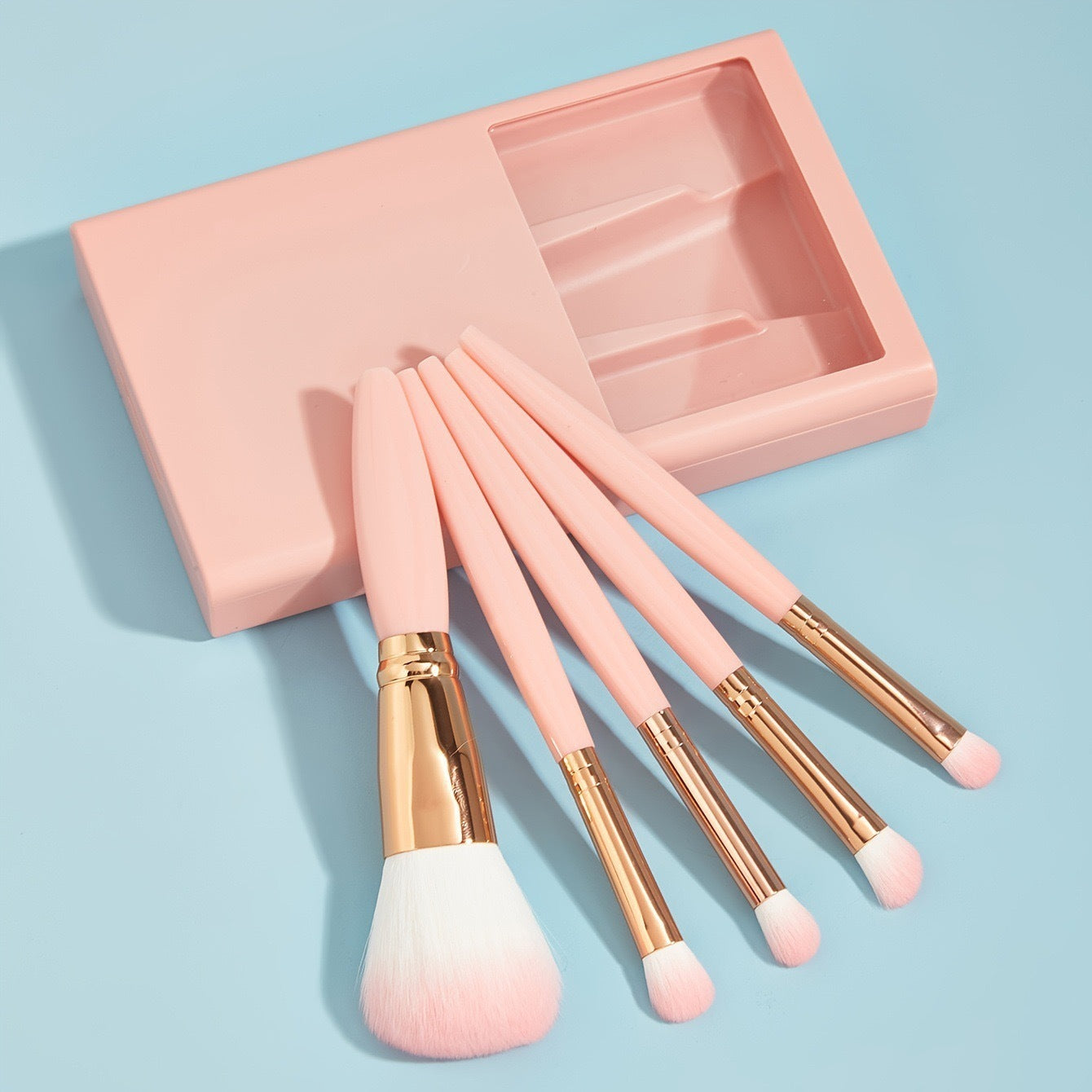 Set de voyage avec 5 pinceaux de maquillage & miroir