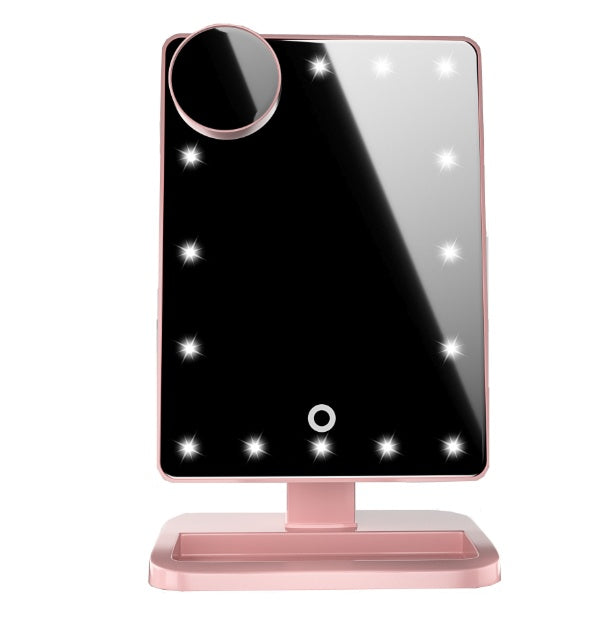 Miroir de maquillage à écran tactile avec haut-parleur Bluetooth à 20 LED et grossissement 10X