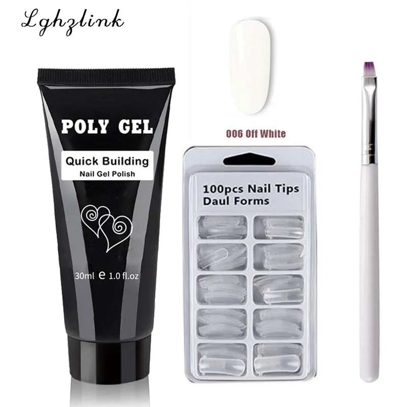 Kit manicure en gel poly avec pinceau UV et ongles