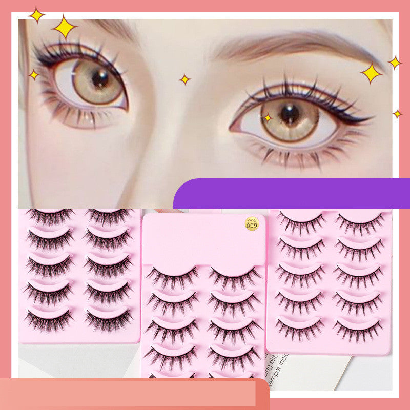 Lot de 5 paires de faux cils artificiels style manga, accessoire de maquillage coréen, naturel et vaporeux, idéal pour cosplay